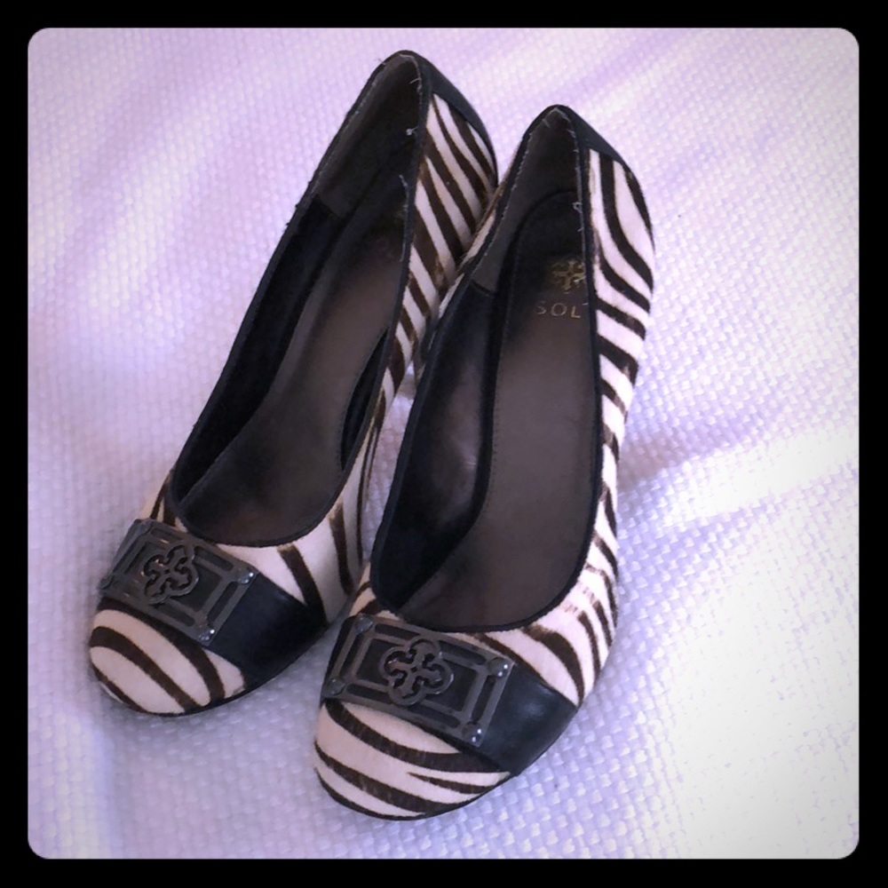 Zebra striped high heels